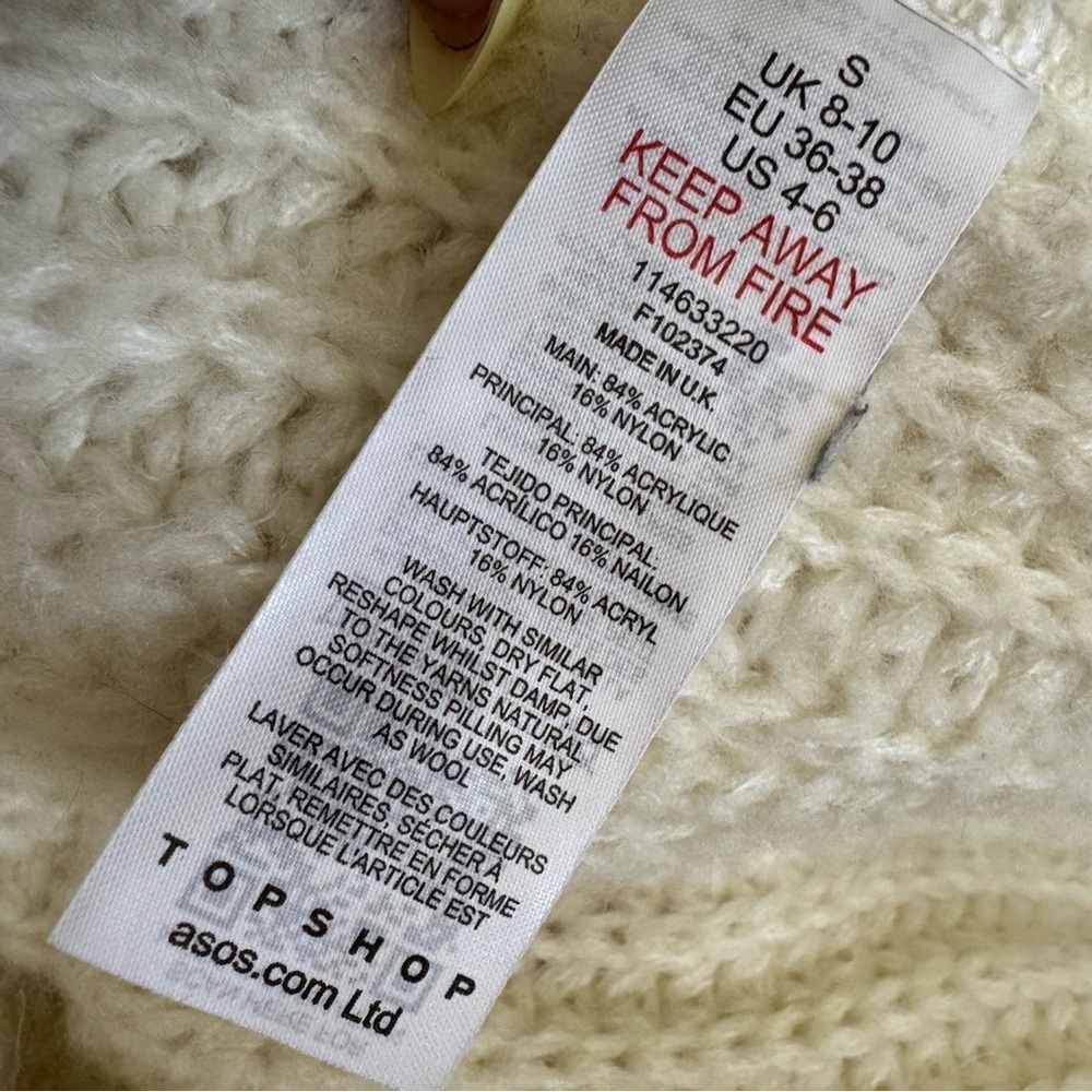 Topshop Nordstrom Viral Long Cream Duster Cardigan- Size 4-6 - Picture 4 of 4